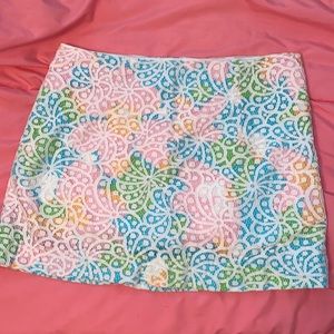 Lilly Pulitzer Tate Floral Salisbury Resort Skirt white lace overlay